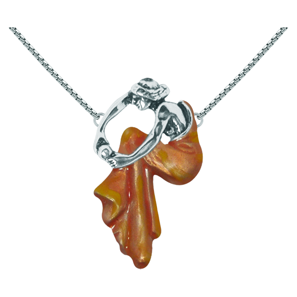 Silberner Jugendstil-Anhänger "Sitzende Frau"Ref. Code: CO0011Jugendstil-Anhänger aus Sterlingsilber.Von Hand emailliertes Kleid.Museumsstücke, die von den repräsentativsten Werken des Jugendstils, des Art déco und des Modernismus des späten 19. und frühen 20. Jahrhunderts inspiriert sind.