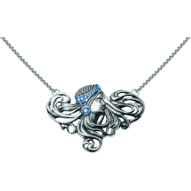 Silberner Jugendstil-Anhänger "Frau mit Diadem"Ref. Code: CO0029Jugendstil-Anhänger aus Sterlingsilber.Handemailliertes Stirnband.Museumsstücke, die von den repräsentativsten Werken des Jugendstils, des Art déco und des Modernismus des späten 19. und frühen 20. Jahrhunderts inspiriert sind.