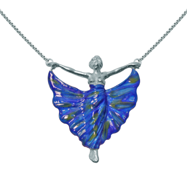Silberner Jugendstil-Anhänger "Ballerina"Ref. Code: CO0031Jugendstil-Anhänger aus Sterlingsilber.Von Hand emailliertes Kleid.Museumsstücke, die von den repräsentativsten Werken des Jugendstils, des Art déco und des Modernismus des späten 19. und frühen 20. Jahrhunderts inspiriert sind.