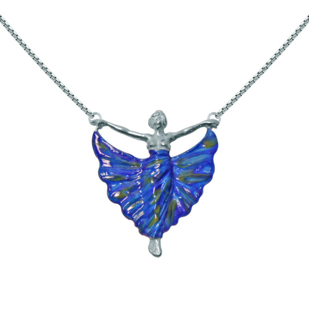 Silberner Jugendstil-Anhänger "Ballerina"Ref. Code: CO0032Jugendstil-Anhänger aus Sterlingsilber.Von Hand emailliertes Kleid.Museumsstücke, die von den repräsentativsten Werken des Jugendstils, des Art déco und des Modernismus des späten 19. und frühen 20. Jahrhunderts inspiriert sind.
