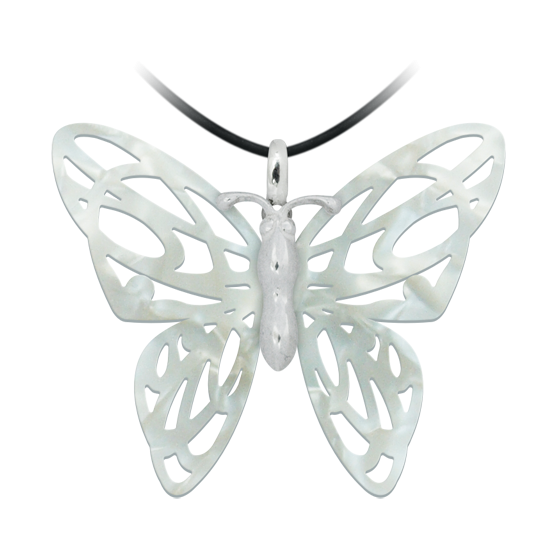 Pendentif "papillon" Art NouveauReferencia: CO0921Pendentif en argent sterling et cellulose de nacre.Pièces de musée inspirées des œuvres les plus représentatives des mouvements Art nouveau et Art déco, et du modernisme de la fin du XIXe siècle et du début du XXe siècle.