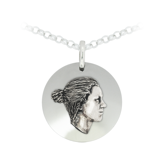 Silber-Anhänger "Gesicht"Ref. Code: CO1233Anhänger aus Sterlingsilber und Stahl.Personalisiert mit Ihrem Gesicht, das in Silber eingraviert ist.