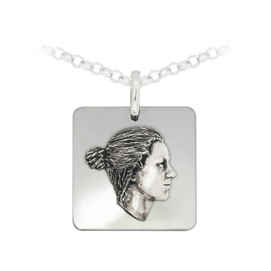 Silber-Anhänger "Gesicht"Ref. Code: CO1239Anhänger aus Sterlingsilber und Stahl.Personalisiert mit Ihrem Gesicht, das in Silber eingraviert ist.