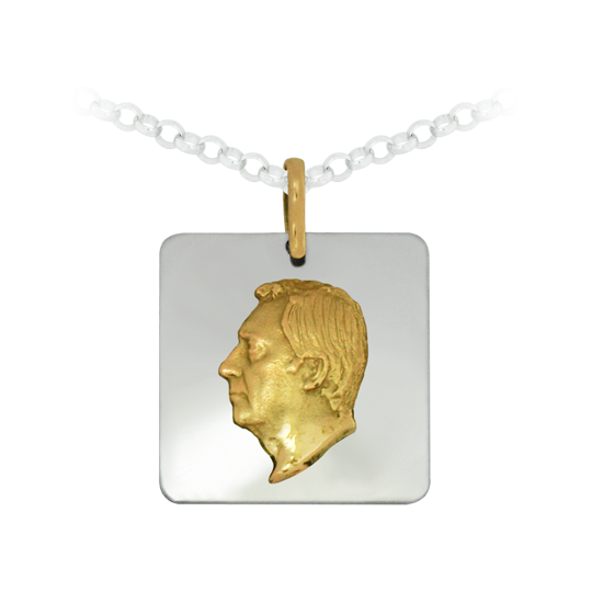 Pendentif en or "Face"Referencia: CO1242Pendentif en or et acier.Personnalisé avec votre visage sculpté en or.
