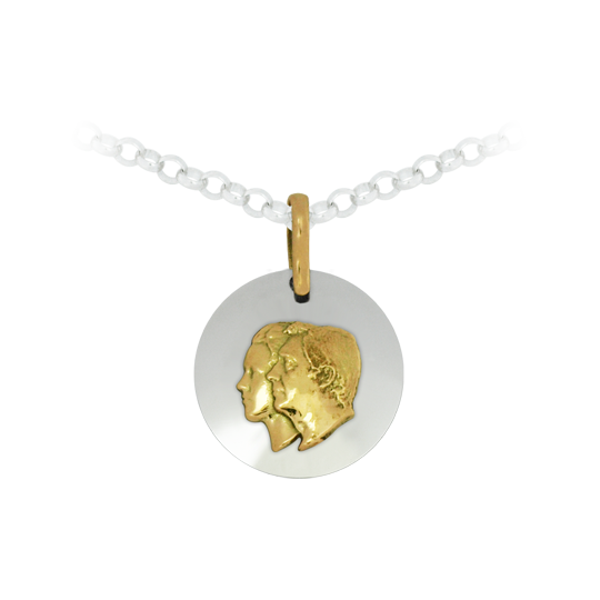Pendentif en or "Visages"Referencia: CO1249Pendentif en or et acier.Personnalisé avec leurs visages sculptés en or.