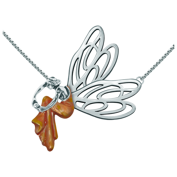 Pendentif Art Nouveau en argent "Femme assise avec des ailes"Referencia: CO1553Pendentif en acier inoxydable poli et en argent sterling émaillé.Pièces de musée inspirées des œuvres les plus représentatives des mouvements Art nouveau et Art déco, et du modernisme de la fin du XIXe siècle et du début du XXe siècle.