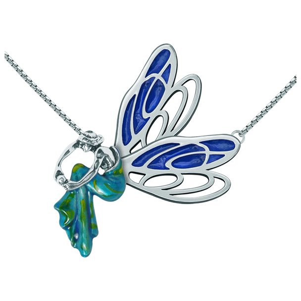 Silberner Jugendstil-Anhänger "Sitzende Frau mit Flügeln"Ref. Code: CO1579Anhänger aus glatt poliertem Edelstahl und emailliertem Sterlingsilber.Museumsstücke, die von den repräsentativsten Werken des Jugendstils, des Art déco und des Modernismus des späten 19. und frühen 20. Jahrhunderts inspiriert sind.