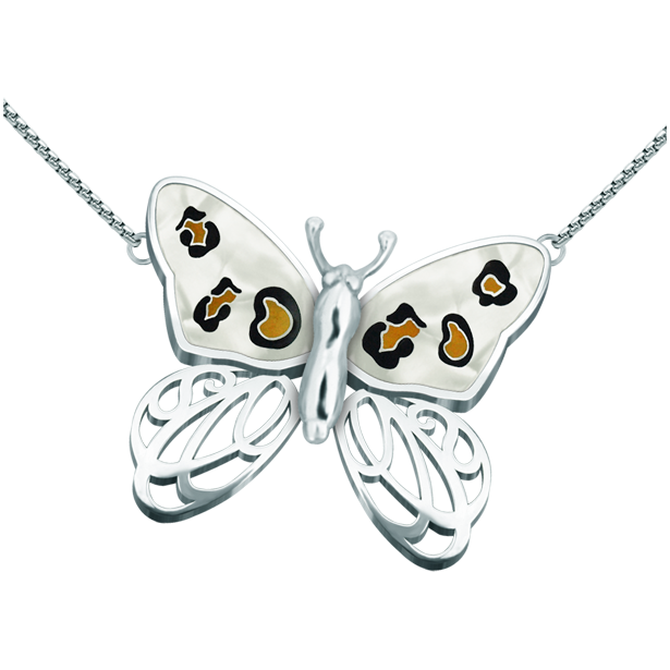 Pendentif Art Nouveau en argent "Papillon avec taches de léopard"Referencia: CO1619Pendentif Art Nouveau en argent sterling et acier avec papillon tacheté de léopard.Pièces de musée inspirées des œuvres les plus représentatives des mouvements Art nouveau et Art déco, et du modernisme de la fin du XIXe siècle et du début du XXe siècle.