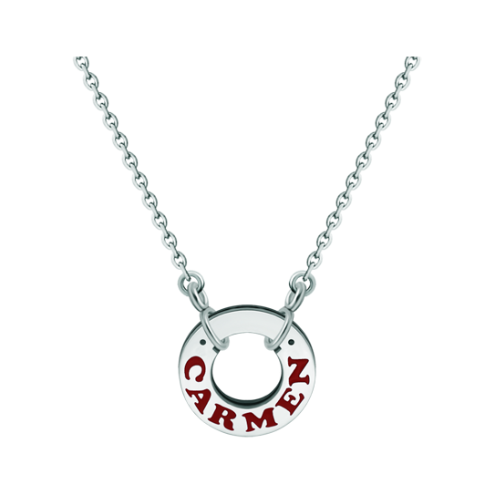 "Name" customized silver and steel pendantRef. code: CO1840Pendant made of soft stainless steel, customized name made of sterling silver.