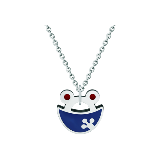 Anhänger aus Silber und Stahl "Froschsilhouette"Ref. Code: CO1871Anhänger aus gebranntem, emailliertem Sterlingsilber und poliertem Stahl.