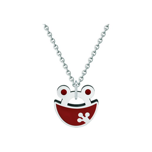 Anhänger aus Silber und Stahl "Froschsilhouette"Ref. Code: CO1871Anhänger aus gebranntem, emailliertem Sterlingsilber und poliertem Stahl.