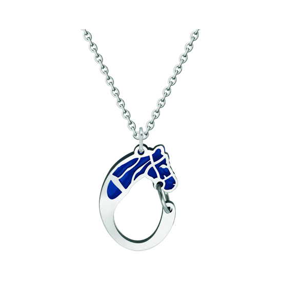Anhänger aus Silber und Stahl "Pferdesilhouette"Ref. Code: CO1891Anhänger aus Sterlingsilber und poliertem, emailliertem Stahl.