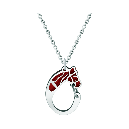 Anhänger aus Silber und Stahl "Pferdesilhouette"Ref. Code: CO1891Anhänger aus Sterlingsilber und poliertem, emailliertem Stahl.