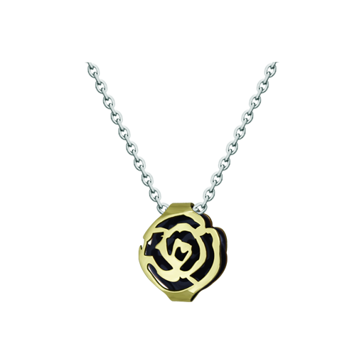 Pendentif en or "Rose Art Nouveau"Referencia: CO1894Pendentif Art Nouveau en forme de rose ajourée en or 9 carats émaillé.