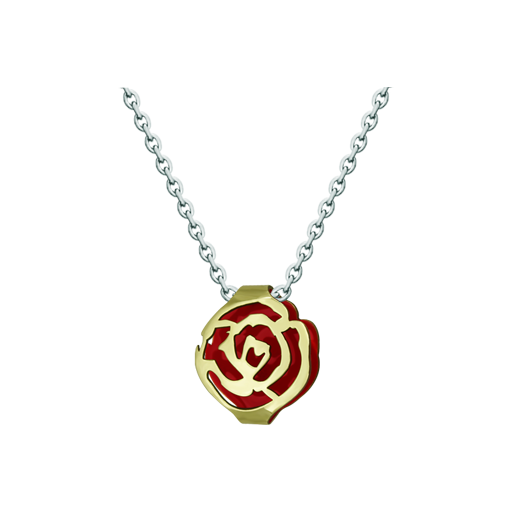 Pendentif en or "Rose Art Nouveau"Referencia: CO1894Pendentif Art Nouveau en forme de rose ajourée en or 9 carats émaillé.