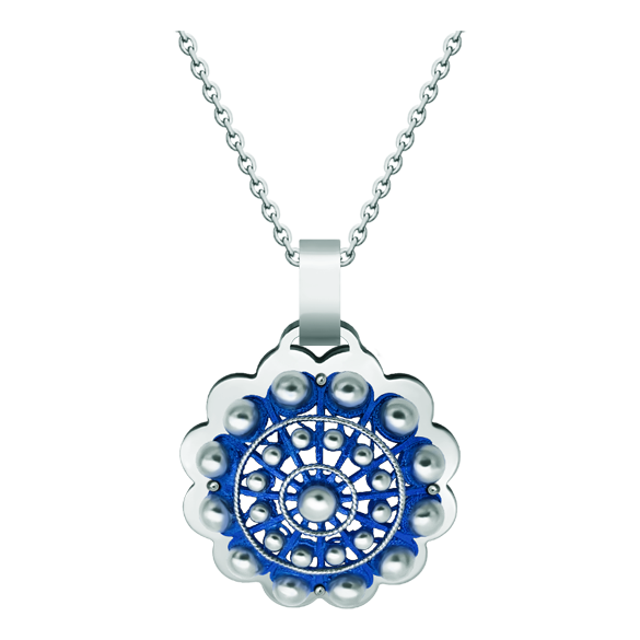 Colgante de plata "Botón Charro" esmaltadoReferencia: CO1905Colgante fabricado en plata de ley esmaltada al horno y acero pulido suave al tacto.