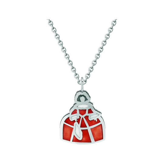 Colgante de plata y acero "Menina"Referencia: CO1913Colgante de Menina fabricado en plata de ley esmaltada a mano y acero pulido suave al tacto.