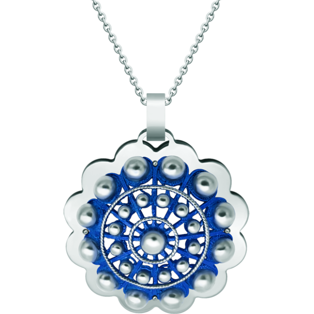 "Botón Charro from Salamanca" silver and steel pendantRef. code: CO1919Pendant made of baked enameled sterling silver and polished steel smooth to the touch.