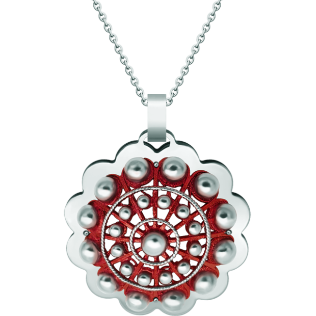 Anhänger aus emailliertem Silber und Stahl "Button Charro de Salamanca"Ref. Code: CO1919Anhänger aus gebranntem, emailliertem Sterlingsilber und poliertem Stahl, der sich glatt anfühlt.