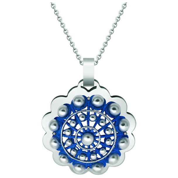 Anhänger aus emailliertem Silber und Stahl "Button Charro de Salamanca"Ref. Code: CO1925Anhänger aus gebranntem, emailliertem Sterlingsilber und poliertem Stahl, der sich glatt anfühlt.