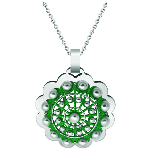 Colgante de plata y acero "Botón Charro esmaltado"Referencia: CO1925Colgante fabricado en plata de ley esmaltada al horno y acero pulido suave al tacto.