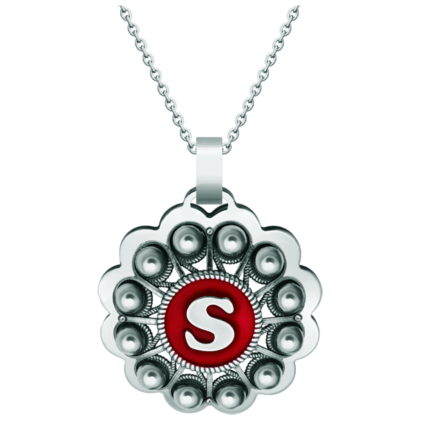 Personalized silver pendant "Charro Button with Initial"Ref. code: CO1940Pendant made of sterling silver and polished steel smooth to the touch, personalized with your initial enameled in the oven.