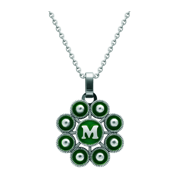 Colgante Botón Charro en plata y acero personalizadoReferencia: CO1958Colgante fabricado en plata de ley y acero pulido suave al tacto, personalizado con inicial de su nombre esmaltada al horno.