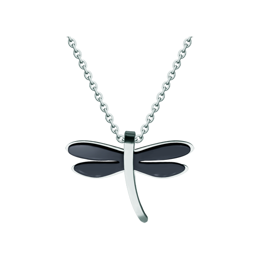 Art Deco dragonfly pendant in steel and rutheniumRef. code: CO1977Pendant made of polished steel smooth to the touch and plated in ruthenium.Museum pieces inspired by the most representative works of the Art Nouveau and Art Deco movements, and the modernism of the late nineteenth and early twentieth centuries.