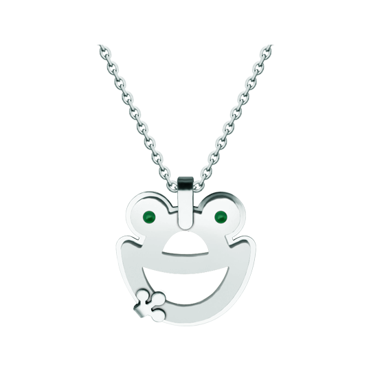 Frosch-Anhänger aus Silber und StahlRef. Code: CO1983Anhänger aus Sterlingsilber und glatt poliertem Edelstahl.