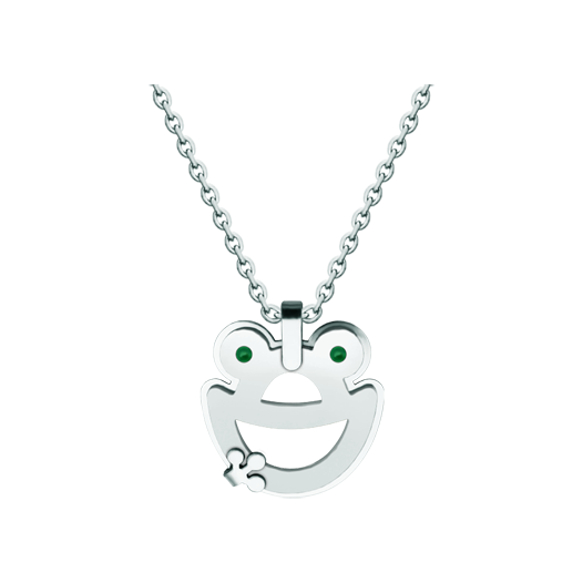 Colgante de Rana en plata y aceroReferencia: CO1984Colgante fabricado en plata de ley y acero pulido suave al tacto.