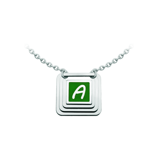 Silver and steel pendant "Initial letter"Ref. code: CO1990Pendant made of sterling silver and polished steel, personalized with the initial of your name carved and enameled by hand.