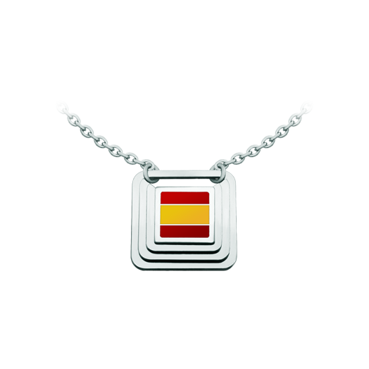 Colgante de plata y acero "Bandera de España"Referencia: CO1992Colgante fabricado en plata de ley y acero pulido con la bandera de España tallada y esmaltada a mano.