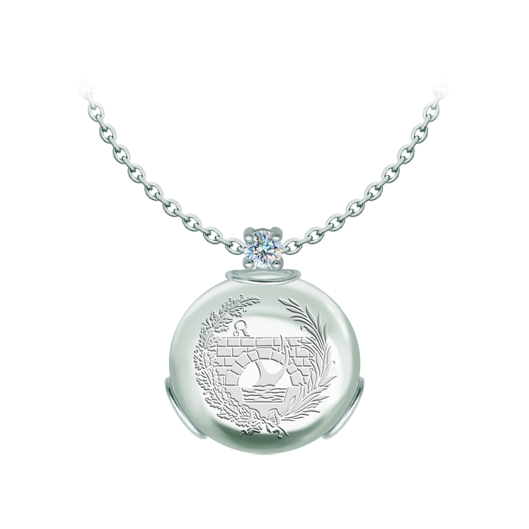 Silver pendant with Road Engineer coat of arms engraved in rock crystal and moissaniteRef. code: CO2003Pendant made of sterling silver with a cabochon of colored glass of 25x25mm, with the anagram of the Colegio Oficial de Ingeniero de Caminos, Canales y Puertos engraved on the back of the crystal and a 5mm brilliant cut moissanite set.Moissanite is a precious gemstone created in a laboratory that has earned a special place in jewelry for its beauty and unique qualities, it dazzles for its brilliance superior to diamond and its great resistance (9.25 on the Mohs scale).Originally discovered in a meteorite at the end of the 19th century, this 