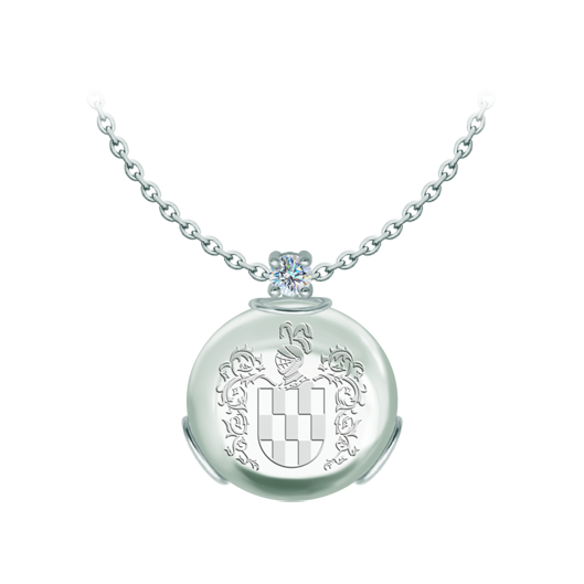 Family coat of arms engraved in rock crystal and moissanite silver pendantRef. code: CO2004Pendant made in sterling silver with a 25x25mm stained glass cabochon, with the heraldic shield of his family name engraved on the back of the crystal and a 5mm brilliant cut moissanite set.Moissanite is a precious gemstone created in a laboratory that has earned a special place in jewelry for its beauty and unique qualities, it dazzles for its brilliance superior to diamond and its great resistance (9.25 on the Mohs scale).Originally discovered in a meteorite at the end of the 19th century, this 