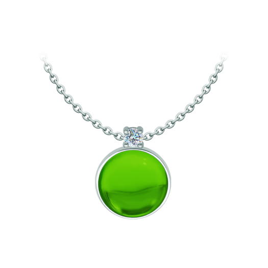 Colgante de plata con cristal de colores y moissanitaReferencia: CO2008Colgante fabricado en plata de ley con un cabujón de cristal de colores de 18x18mm y una moissanita talla brillante de 5mm engastada.La moissanita es una gema preciosa creada en laboratorio que se ha ganado un lugar especial en la joyería por su belleza y cualidades únicas, deslumbra por su brillo superior al del diamante y su gran resistencia (9,25 en la escala de Mohs).Descubierta originalmente en un meteorito a finales del siglo XIX, y ese origen “estelar” le otorga un encanto singular.Llena de destellos únicos, combina lujo y elegancia en una sola joya.