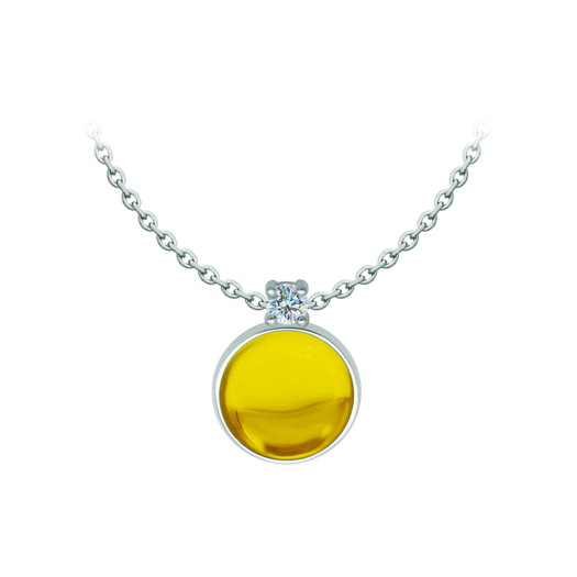 Silver pendant with moissanite and colored crystalsRef. code: CO2009Pendant made in sterling silver with a 16x16mm colored crystal cabochon and a 5mm brilliant cut moissanite set.Moissanite is a precious gemstone created in a laboratory that has earned a special place in jewelry for its beauty and unique qualities, it dazzles for its brilliance superior to diamond and its great resistance (9.25 on the Mohs scale).Originally discovered in a meteorite at the end of the 19th century, this 