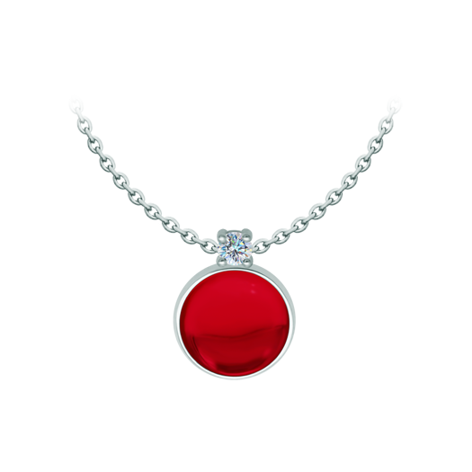 Silver pendant with colored crystals and moissaniteRef. code: CO2009Pendant made in sterling silver with a 16x16mm colored crystal cabochon and a 5mm brilliant cut moissanite set.Moissanite is a precious gemstone created in a laboratory that has earned a special place in jewelry for its beauty and unique qualities, it dazzles for its brilliance superior to diamond and its great resistance (9.25 on the Mohs scale).Originally discovered in a meteorite at the end of the 19th century, this 