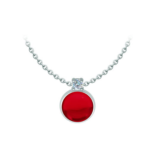 Silberanhänger mit Moissanit und geschliffenem Cabochon-GlasRef. Code: CO2010Anhänger aus Sterlingsilber mit einem 14x14 mm großen farbigen Kristallcabochon und einem 5 mm großen Moissanit im Brillantschliff.Moissanit ist ein im Labor hergestellter Edelstein, der aufgrund seiner Schönheit und seiner einzigartigen Eigenschaften einen besonderen Platz in der Schmuckherstellung einnimmt. Er besticht durch seinen diamantenähnlichen Glanz und seine hohe Festigkeit (9,25 auf der Mohs-Skala).Ursprünglich wurde er Ende des 19. Jahrhunderts in einem Meteoriten entdeckt, und dieser 