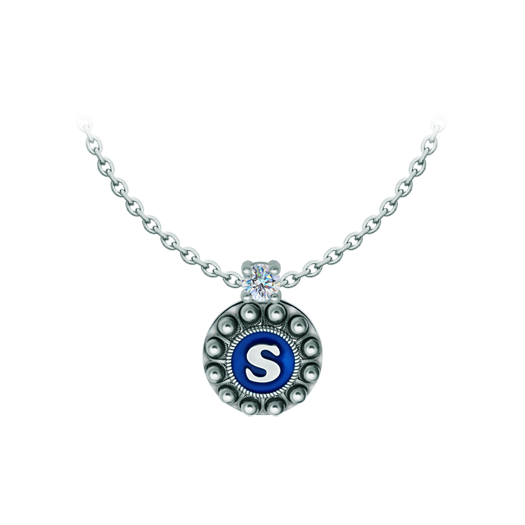 Personalisierter Charro Button-Anhänger mit Moissanit in SilberRef. Code: CO2031Personalisierter Anhänger aus Sterlingsilber mit einer eingebrannten emaillierten Initiale Ihres Namens und einem 5 mm großen Moissanit im Brillantschliff.Moissanit ist ein im Labor hergestellter Edelstein, der aufgrund seiner Schönheit und seiner einzigartigen Eigenschaften einen besonderen Platz in der Schmuckherstellung einnimmt. Er besticht durch seinen diamantenähnlichen Glanz und seine hohe Festigkeit (9,25 auf der Mohs-Skala).Ursprünglich wurde er Ende des 19. Jahrhunderts in einem Meteoriten entdeckt, und dieser 