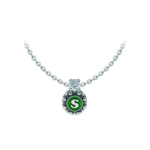 Personalisierter Charro Button-Anhänger mit Moissanit in SilberRef. Code: CO2032Personalisierter Anhänger aus Sterlingsilber mit einer eingebrannten emaillierten Initiale Ihres Namens und einem 5 mm großen Moissanit im Brillantschliff.Moissanit ist ein im Labor hergestellter Edelstein, der aufgrund seiner Schönheit und seiner einzigartigen Eigenschaften einen besonderen Platz in der Schmuckherstellung einnimmt. Er besticht durch seinen diamantenähnlichen Glanz und seine hohe Festigkeit (9,25 auf der Mohs-Skala).Ursprünglich wurde er Ende des 19. Jahrhunderts in einem Meteoriten entdeckt, und dieser 