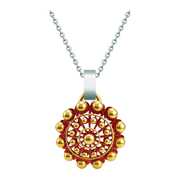 Pendentif « Bouton Charro » en or émaillé, 30 mmReferencia: CO2038Pendentif « Botón Charro » de Salamanque, plaqué or et émaillé au four.