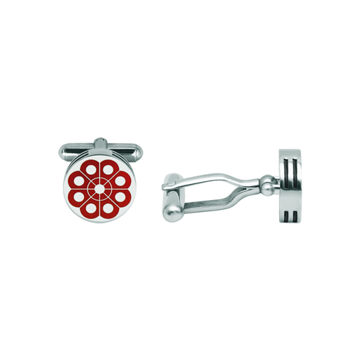 Gemelos boton charro de plata en tres alturasReferencia: GE0412Gemelos con el Botón Charro típico de Salamanca tallado bajo relieve en plata de ley y esmaltados al horno, con un grueso de 4mm en tres alturas.Trabajo artesanal de gran minuciosidad.