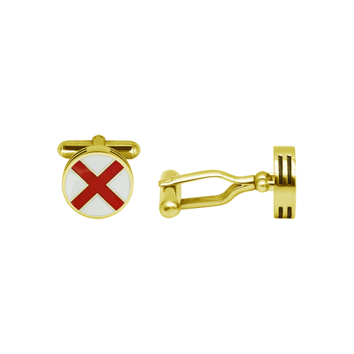 Gold plated nautical flag cufflinks with three heightsRef. code: GE0414Gold plated cufflinks with personalized nautical flag with the initial of your name, carved under relief and baked enameled, with a thickness of 4mm in three heights.Craftsmanship of great meticulousness.