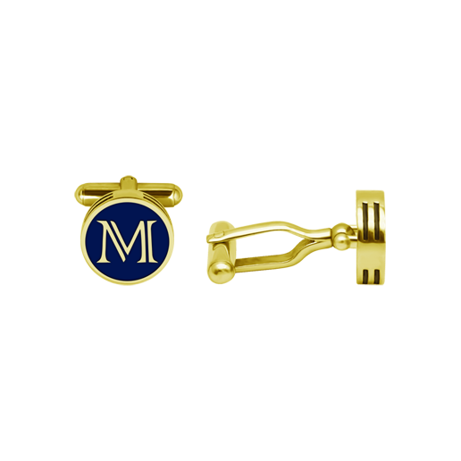 Personalized cufflinks with gold plated initials in three heightsRef. code: GE0420Personalized gold plated cufflinks with the initial letters of your name carved under relief and enameled in three heights, with a thickness of 4mm in three heights.