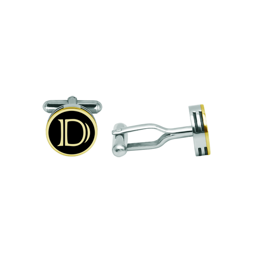 Personalized cufflinks with gold initials in three heightsRef. code: GE0421Personalized cufflinks with the initials of your name carved under relief in 18kt gold and enameled in the oven, on polished steel in three heights, with a thickness of 4mm in three heights.