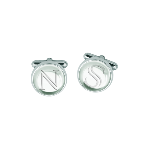 Silver cufflinks with rock crystal personalized with initialRef. code: GE0423Cufflinks made in sterling silver with a 14x14mm rock crystal cabochon personalized with your initial engraved.