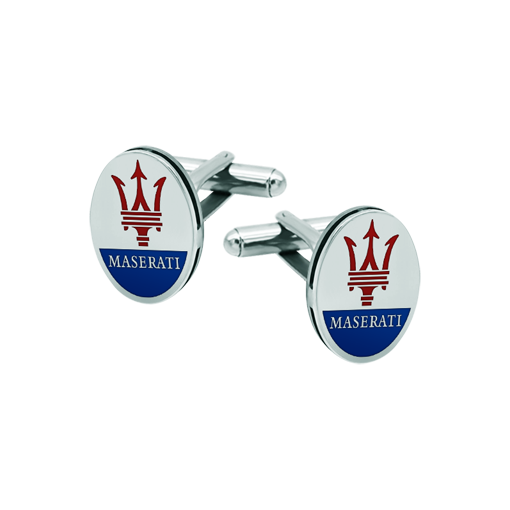 Boutons de manchette personnalisés « Logo Maserati » en argent et en acierReferencia: GE0426Boutons de manchette personnalisés, arborant le logo Maserati gravé en bas-relief sur de l'argent fin, émaillés au four, sur de l'acier poli.Le travail est minutieux et soigné.