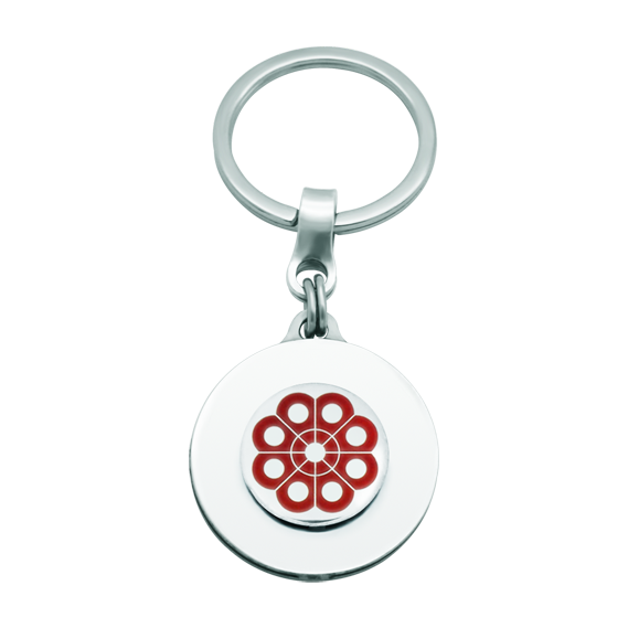 Schlüsselanhänger aus emailliertem Silber und Stahl "Button Charro de Salamanca"Ref. Code: LL0317In unseren Werkstätten in Handarbeit hergestellter Schlüsselanhänger aus poliertem Stahl, der sich weich anfühlt, und handemailliertem Sterlingsilber mit ewiger Garantie.