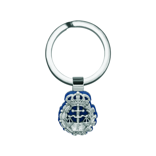 Llavero de Derecho en plata, celulosa y aceroReferencia: LL0341Llavero con escudo de la profesión de Derecho en plata de ley, sobre celulosa de colores y acero pulido.
