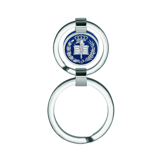 Llavero de facultad de Medicina en plata, celulosa y aceroReferencia: LL0343Llavero con escudo de la profesión de Medicina en plata de ley esmaltada a mano, sobre celulosa de colores y acero pulido.